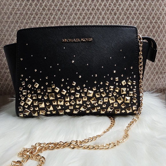 Gorgeous Black & Gold Studded MK Handbag SET - Picture 7 of 13